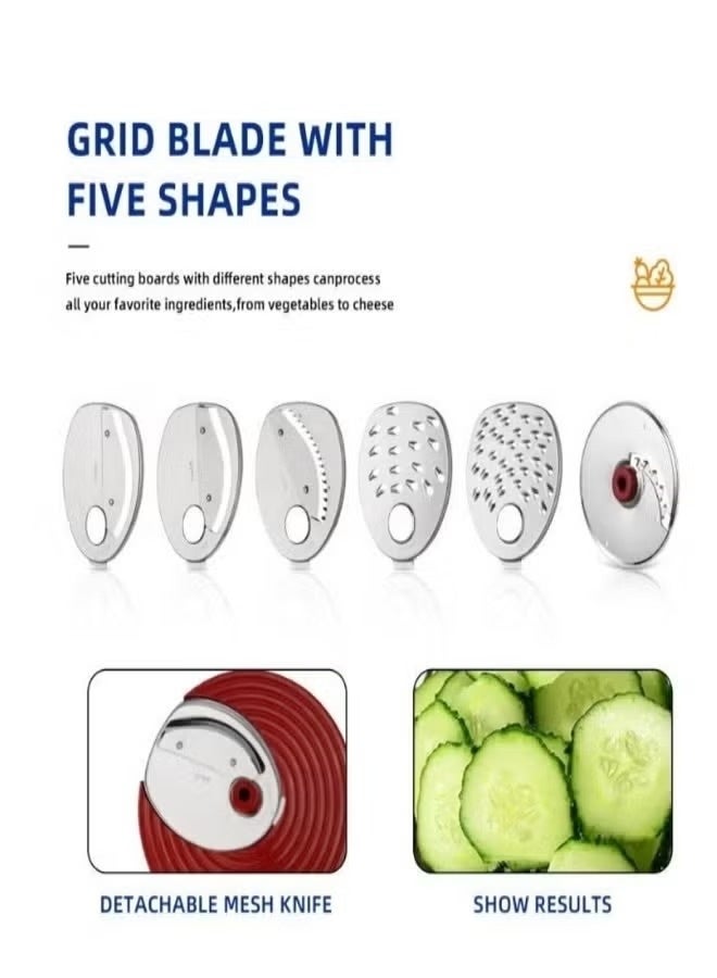 Sonifer 5-in-1 Electric Vegetable Chopper & Salad Maker | 200W Compact Food Processor with 5 Stainless Steel Discs for Fast Slicing, Shredding, Grating & Chopping | Large Feed Tube, Direct-to-Bowl Design, Easy-to-Clean, Space-Saving, Multi-Functional Kitchen Appliance | Perfect for Vegetables, Fruits, Cheese, Coleslaw, Salads & More | Household Mini Food Processor 220-240V – The Ultimate Time-Saving Kitchen Assistant - Image 3